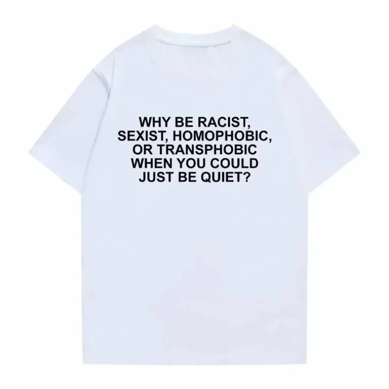 Why Be Racist Frank Tee Blond Hip Hop Trend Top Ocean Hip-Hop Oversized Fashion Tee Women Daily Short Sleeve Round Collar Tee