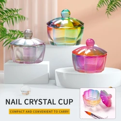 Glass Dappen Dish With Lid Nail Art Liquid Powder Glassware Bowl Flower Shape Washing Pen Cup Nails Accessories And Care Tools