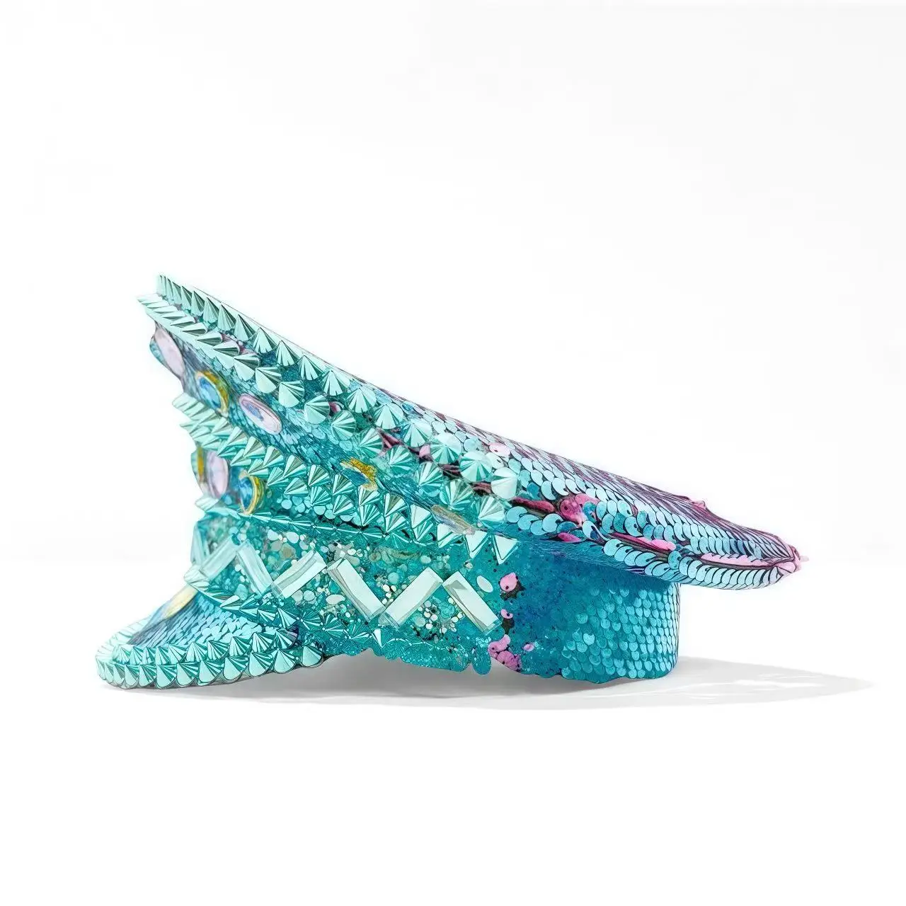 หมวกฮาโลวีน HongLuan หมวกกัปตันประดับเพชรสำหรับงาน Burning Man เฟสติวัล ผู้หญิง คอสเพลย์ เครื่องประดับสำหรับผู้หญิง