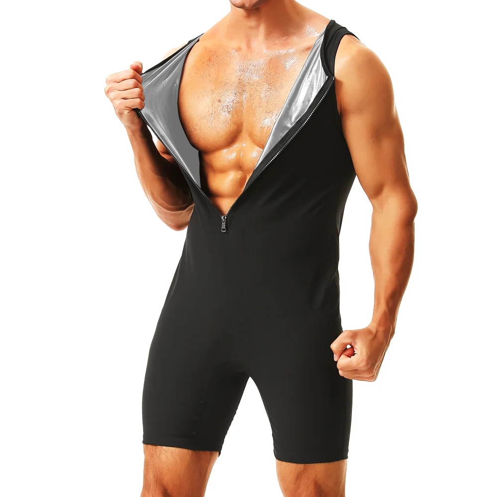 الرجال 3 في 1 ساونا عرق سترة الحرارة محاصرة فقدان الوزن محدد شكل الجسم تجريب تانك القمم السراويل ممارسة اللياقة البدنية حللا ملابس داخلية #3