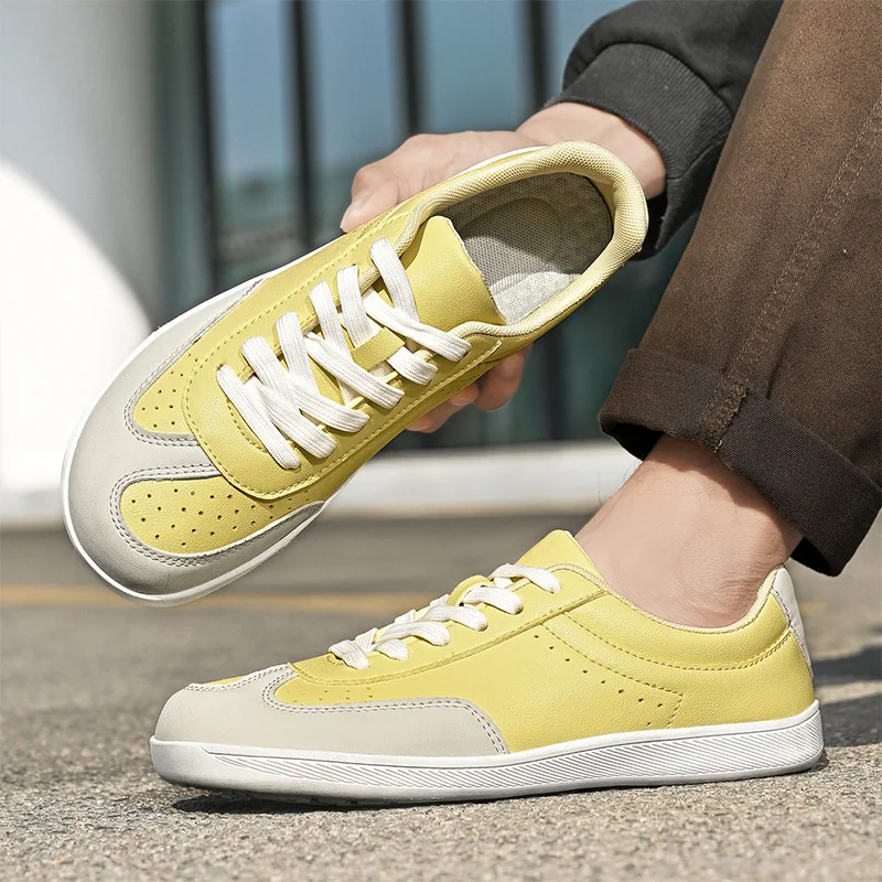 

Новая мужская обувь, кожаная повседневная обувь, модная обувь для скейтборда на плоской подошве с большим носком, уличные крутые кроссовки