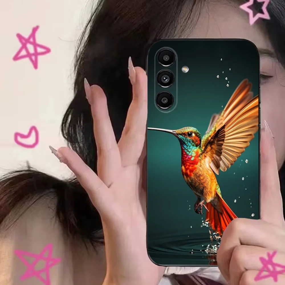 Animal Hummingbird Phone Case For Samsung S24,S21,S22,S23,S30,Ultra,S20,Plus,Fe,Lite,Note,10,9,5G Black Soft Cover