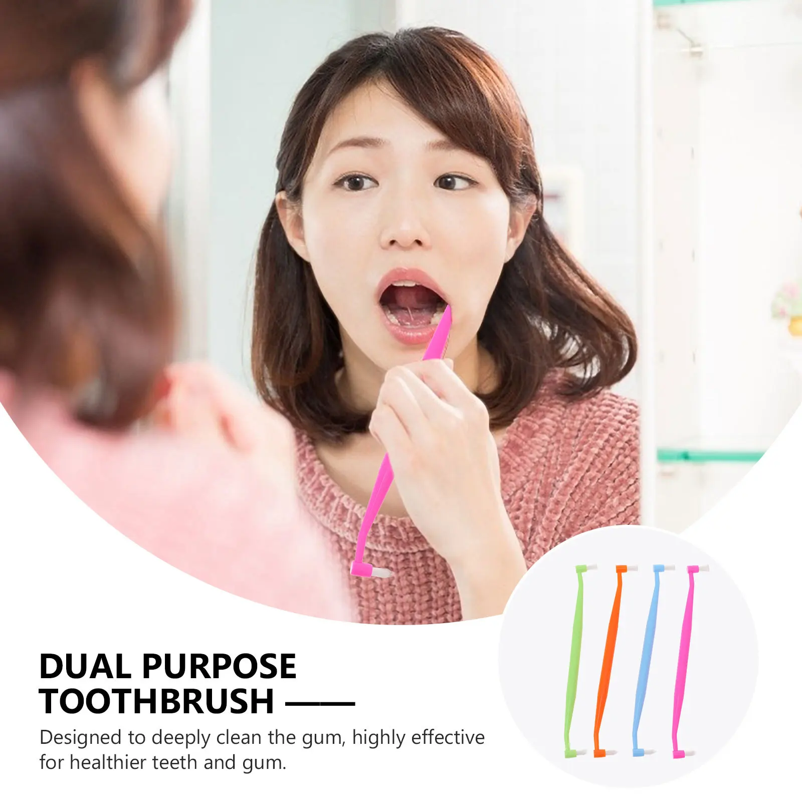 4Pcs Interdental Toothbrush Dual Head Small Bristle for Food Debris Removal Tapered Tuft Orthodontic Care Tooth Brush