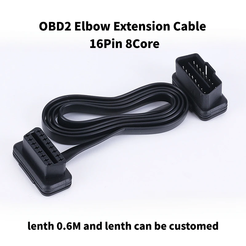 

OBD2 Elbow Extension Cable 16Pin 8Core Flat Ribbon Wire Male to Female for Car Diagnostic Tool