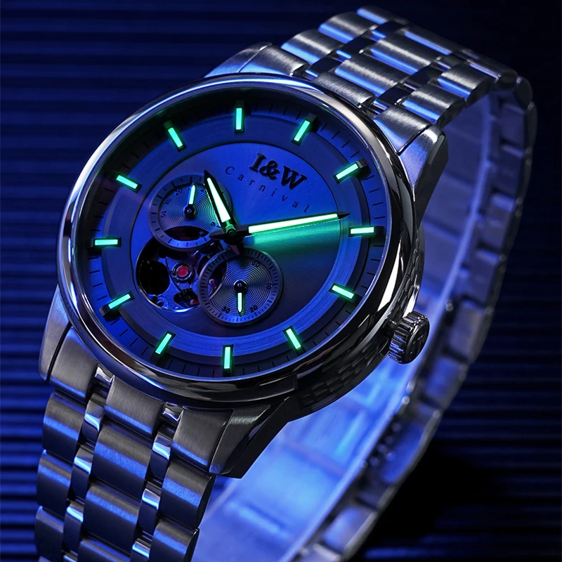 Carnival Brand I&W High-End Series Tourbillon Watch Men Stainless Steel Sapphire Luminous MIYOTA Movement Mechanical Watches Men - view 4
