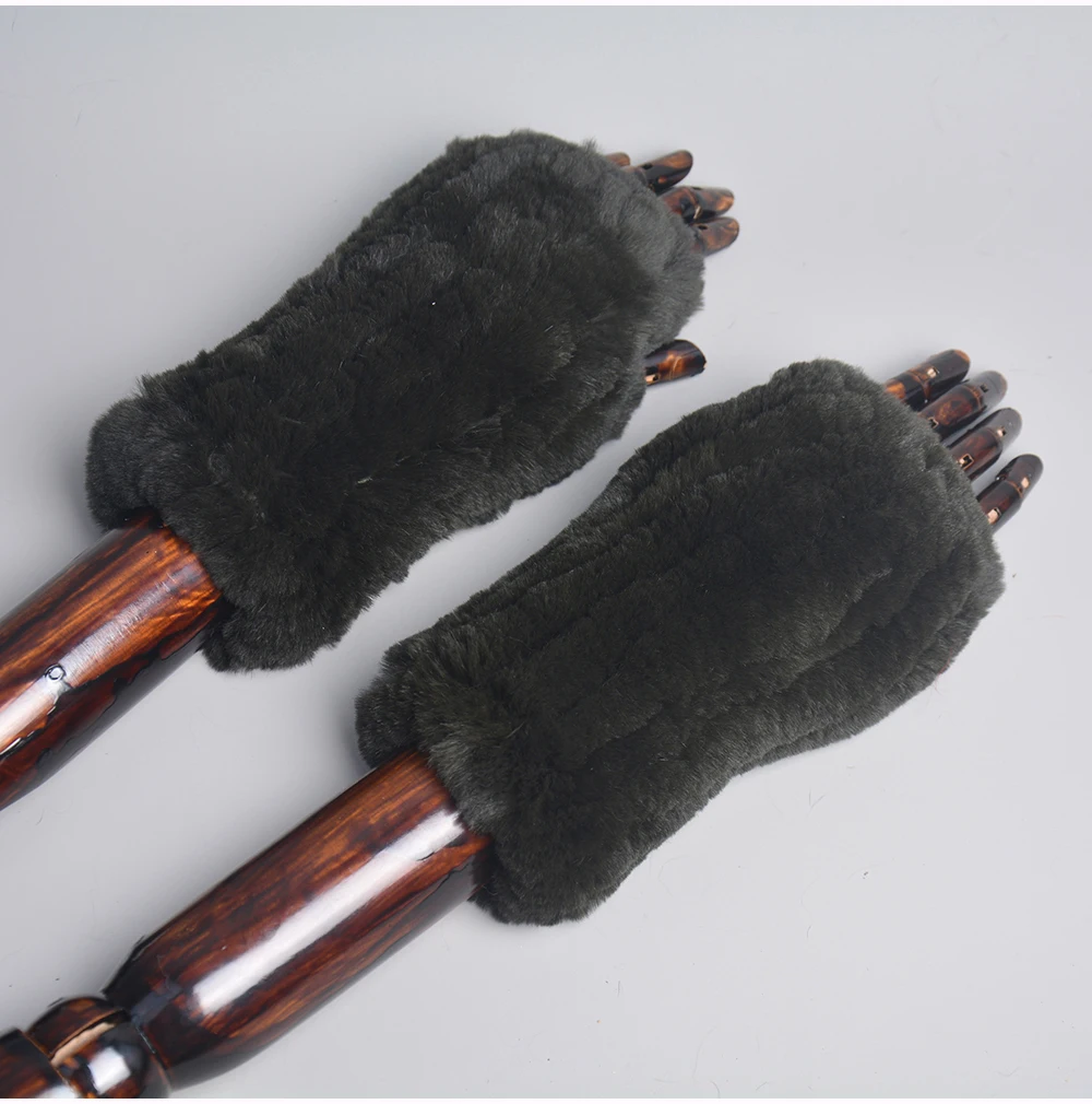 Lady Winter 100% Natural Real Rex Rabbit Fur Glove Women Soft Rex Rabbit Fur Glove Foashion Warm Knitted Genuine Fur Gloves