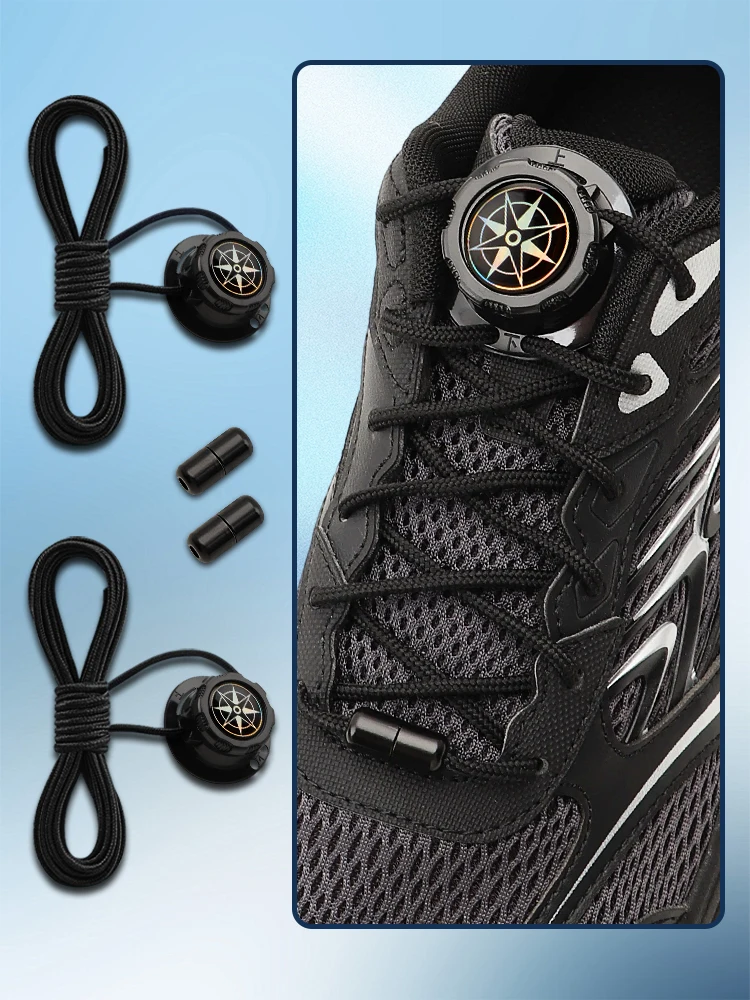 Neue verbesserte Drehverschluss-Schnürsenkel ohne Binden, drehbare, schnell zu straffende elastische Schnürsenkel für Sportschuhe, Wanderschuhe und Laufschuhe.