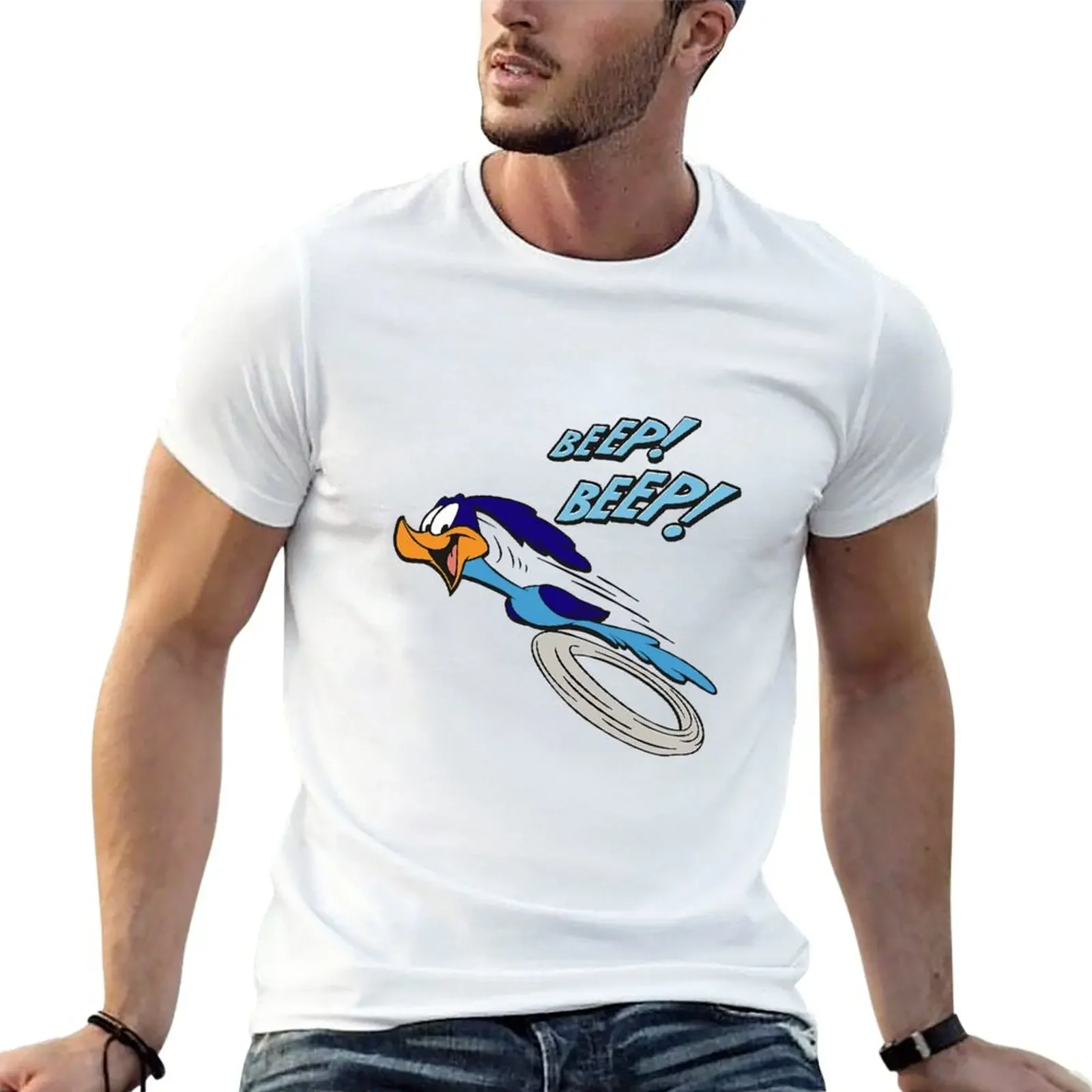 roadrunner running cartoon T-Shirt kawaii clothes mens vintage t shirts Short Sleeve Outfits vintage mens designer clothes