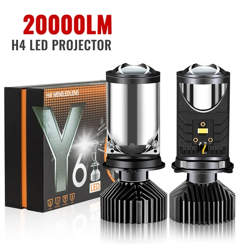 Faros delanteros LED Y6 H4 6500K 90W 20000LM, accesorio para coche, lente de proyector superbrillante, ventilador Turbo de haz alto y bajo, luces para coche