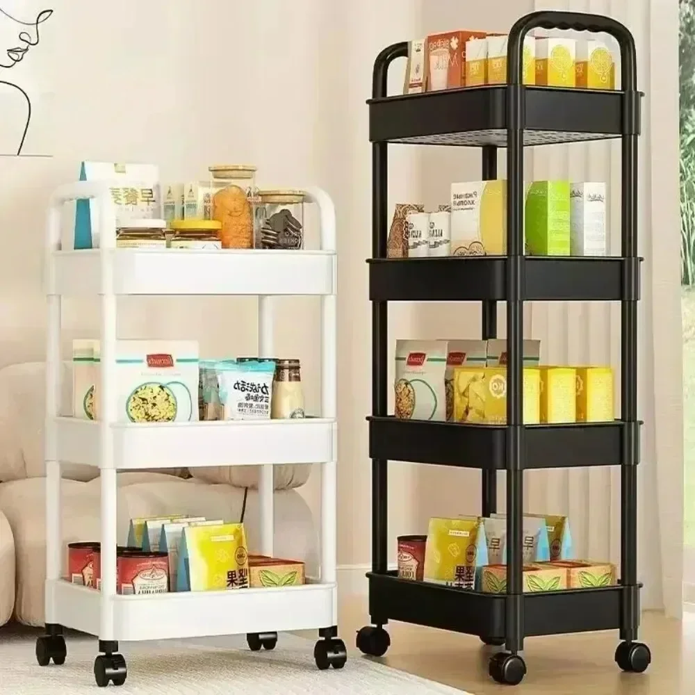 Carro de almacenamiento de estantería, carrito organizador de cocina móvil con ruedas, estantes de baño multicapa, estante de almacenamiento de aperitivos para el hogar