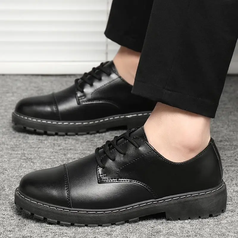 Mocassins de couro preto masculino, sapatos casuais para meninos, vestido italiano, trabalho, novo