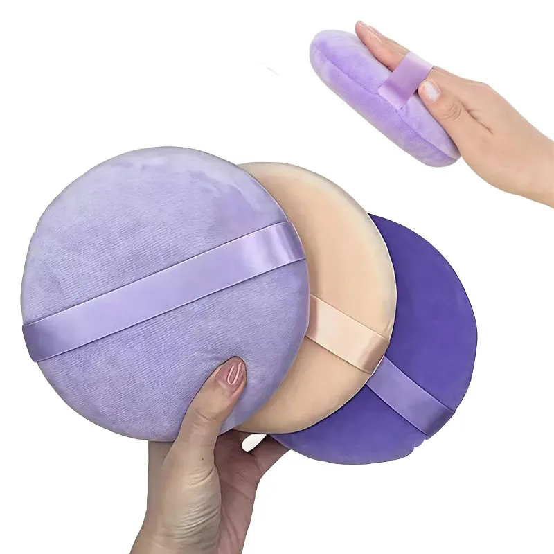 超ソフトベルベットルースパウダー化粧パフ、大型ボディパウダーパフ、洗える特大両用メイクスポンジ（顔・体用）