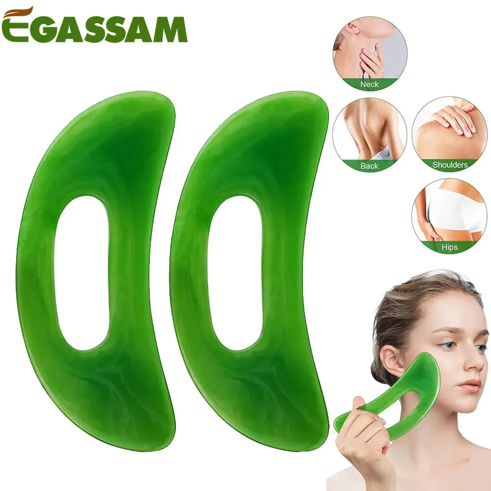 

1Pair Gua Sha Massage Tool with Handle (Resin) Larger Guasha Scraping Tool for Back Neck Face Leg Massage, Lymphatic Drainage