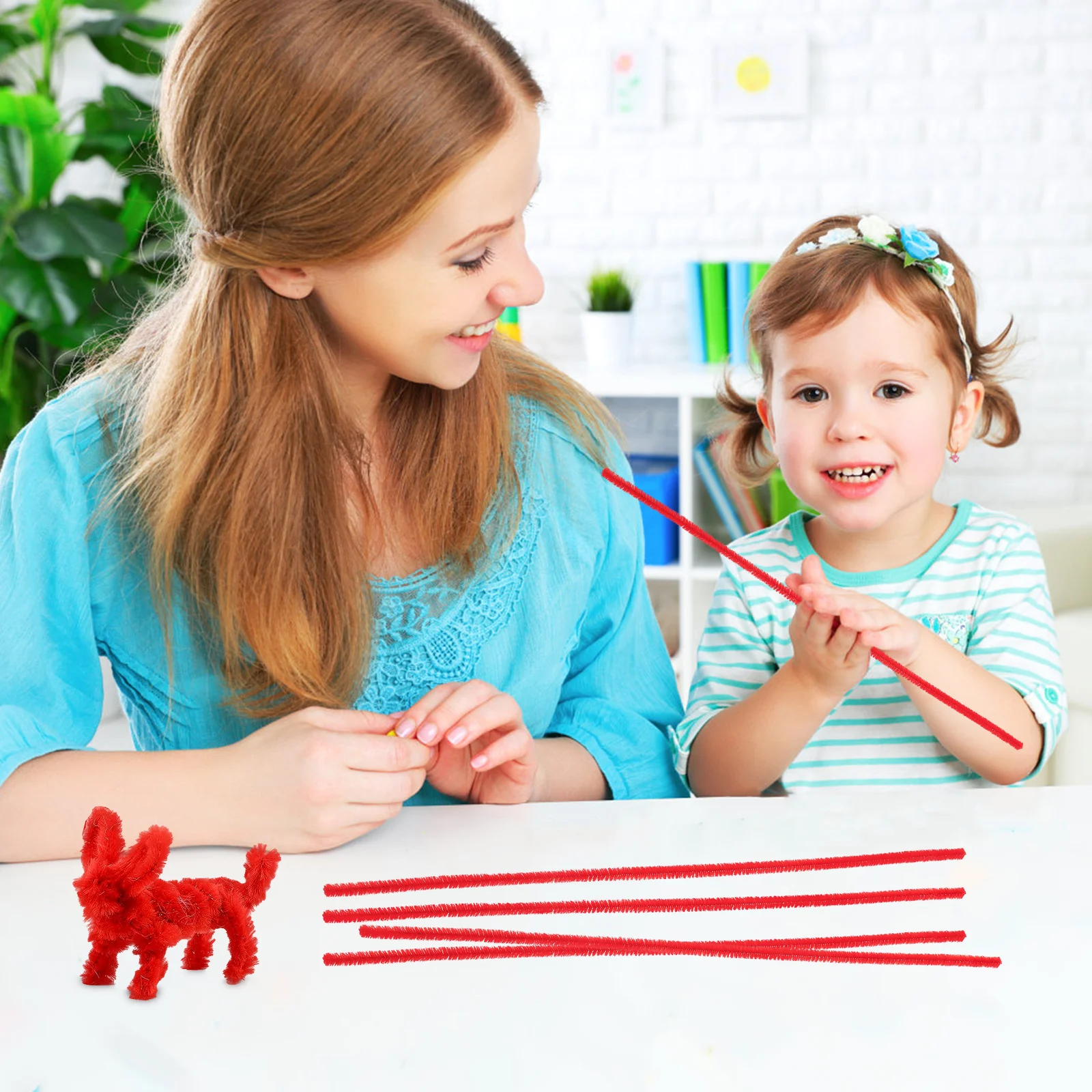 

300 Pcs Chenille Stems DIY Twisted Stick Crafts Diy Twisted Rod Supplies Bendable Rod White Color Making Material