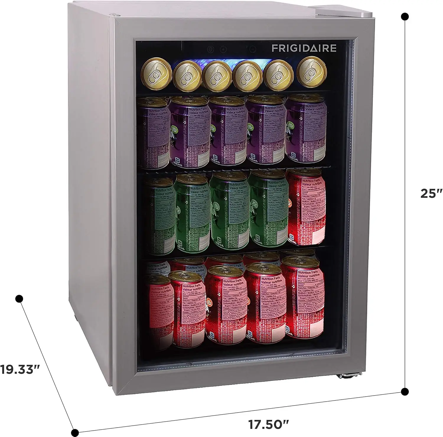 Beverage Fridge Refrigerator with Glass Door, Compact Mini Fridge with Digital Temperature Control Fits 88 Cans or 25 Bottles