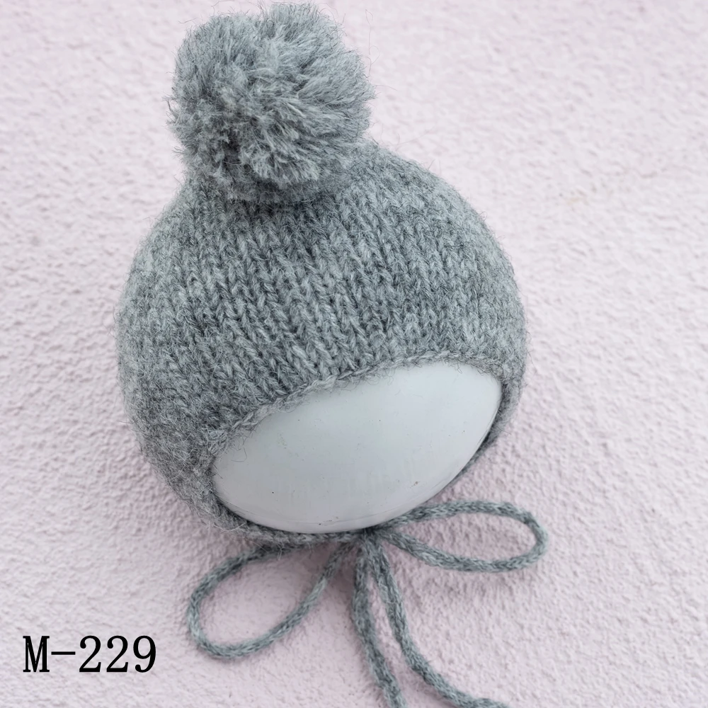 Newborn Photography Props Pompom Hat Knitted Baby Girl Boy Bobble Hat Fotoshooting Newborn Bonnet Baby Photography Accessories