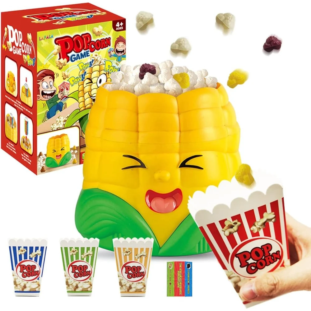 76Pcs Fun Popcorn Competition Board Game, 2-4 Players Family Card Game for Kids 8-12 & Adults, Holiday Party Educational Gift
