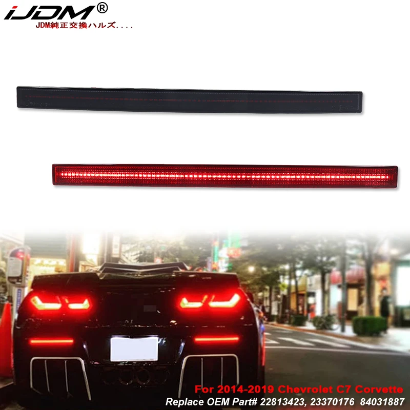 iJDM Car LED Rear Bumper Reflector Light Trim for 2014-2019 Chevrolet C7 Corvette, Function as Brake Tail or Rear Fog Lights