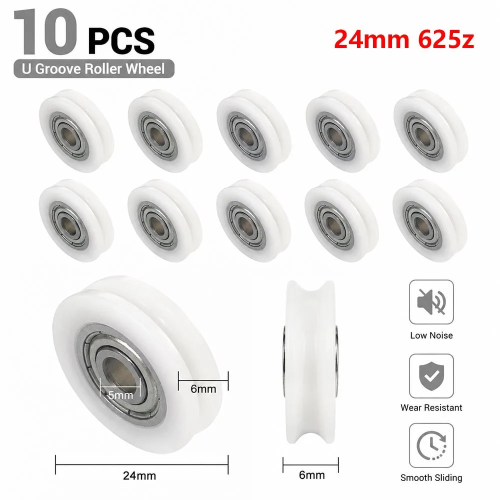 10Pcs 5mm U-Groove Guide Pulley Stainless Steel U-Groove Guide Wheel High Temperature Resistant Compact Size