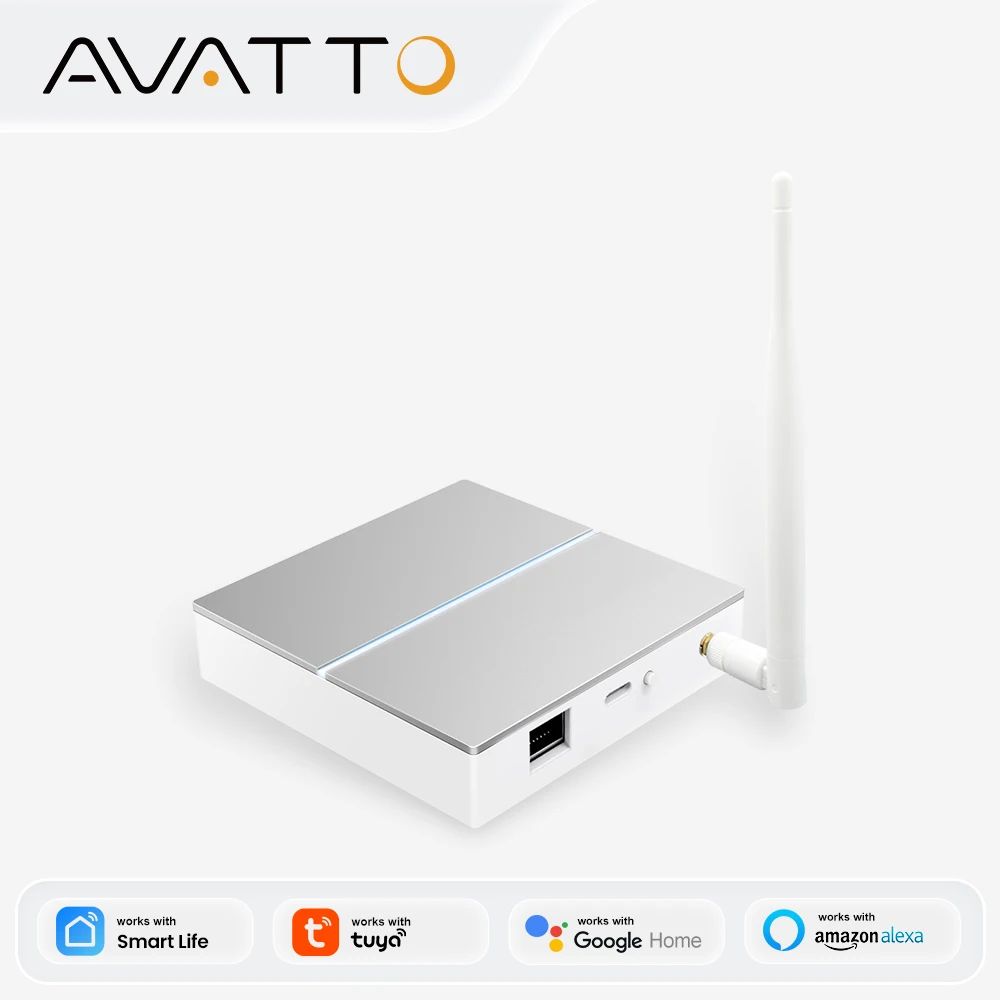 AVATTO Tuya Zigbee Smart Wired Gateway Hub With Signal Antenna， Smart Home Bridge Wireless For App Works With Alexa Google Home