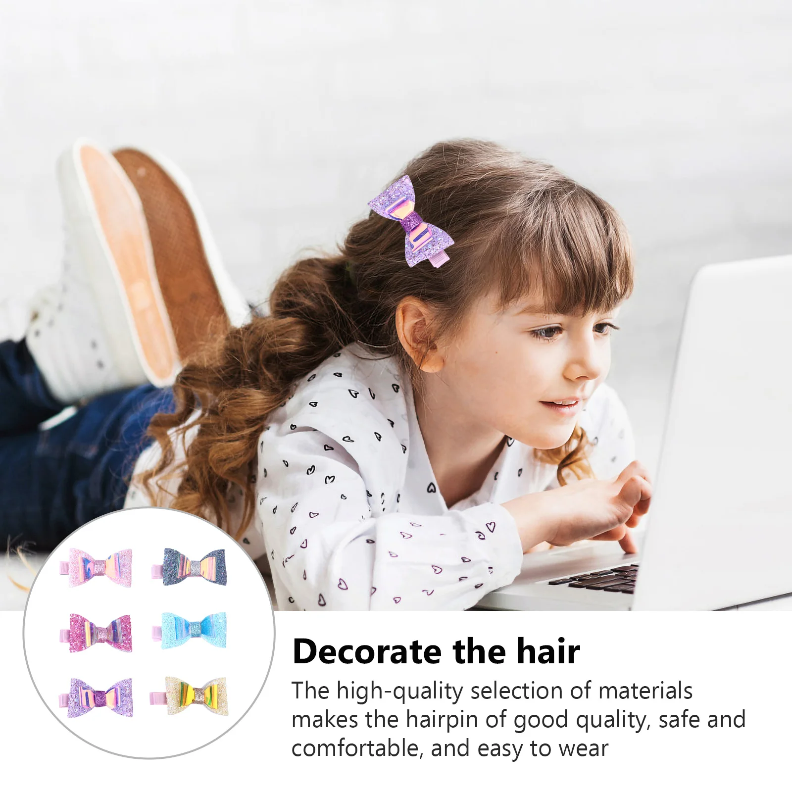 

6pcs Sequin Bow Hair Clips Girls Accessories Fabric Glitter Bows Barrettes Toddler Hairpins Shiny Stylish Party for Birthday