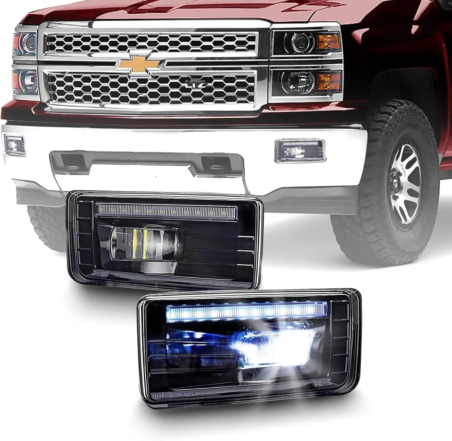 

Tecoom LED Fog Lights with Daytime Running Lamps Assembly Kit Fit for 2007-2015 Escalade Silverado Avalanche Suburban Tahoe GM
