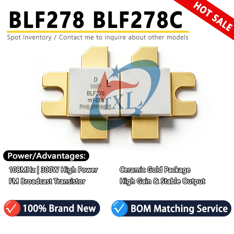 Import-NXP BLF278 BLF278C VHF Push-Pull Rf Power MOSFET Transistor 300W 108MHz CDFM4 SOT-262A1 Ceramic Package 100% Brand New
