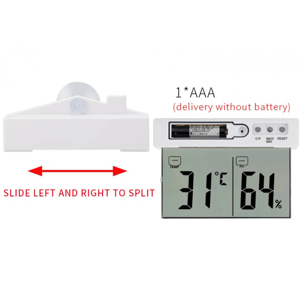

Digital Transparent Home Window Display Thermometer Hygrometer Indoor Outdoor Temperature Indoor Humidity Meter Station