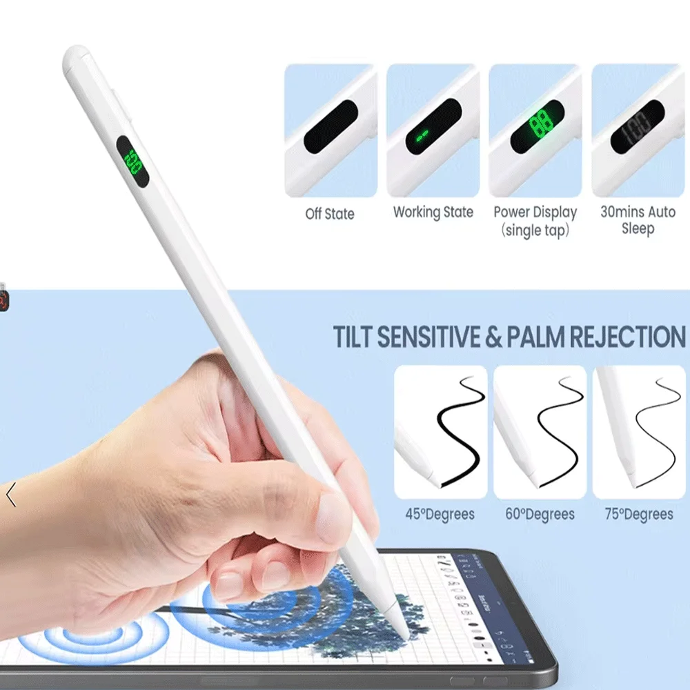 ل أبل قلم رصاص 2 1 النخيل رفض عرض الطاقة ملحقات iPad iPad 2022 2021 2020 2019 2018 Pro 11 12.9 قلم ستايلس صغير هوائي #6