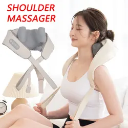 Masajeador eléctrico para cuello y espalda, almohada de masaje inalámbrica para cuello y hombros, chal relajante para músculos de la espalda y cervicales