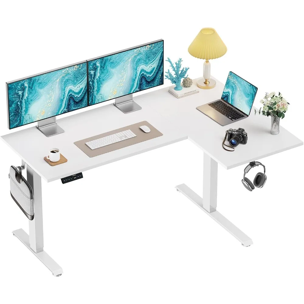 

L-Shaped Standing Desk, 63 x 40 inch Dual Motor Corner Standing Desk, Electric Height Adjustable Computer Desk with Cable Tray