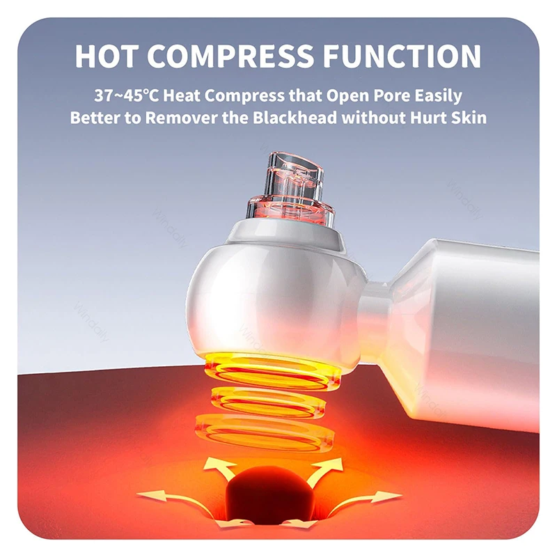 2025 Nuovo Aspirapolvere per pori per la rimozione di punti neri con impacco caldo Detergente idratante per il viso elettrico Estrattore di brufoli Dispositivo di bellezza per il viso