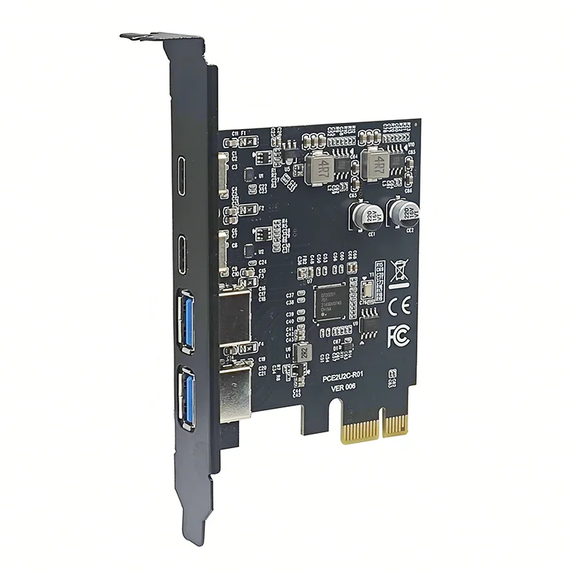 Tarjeta PCI Express de 2 puertos USB-A + 2 puertos USB-C USB3.2 Gen1, tarjeta de expansión PCIE de 5Gbps, adaptador adicional en tarjetas para sistema operativo Windows/Linux