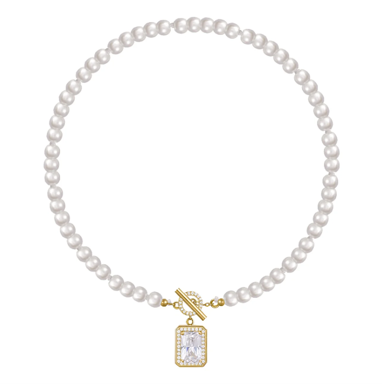 Simple artificial pearl Zircon Pendant design vintage wedding party Necklace for women Fashion Jewelry