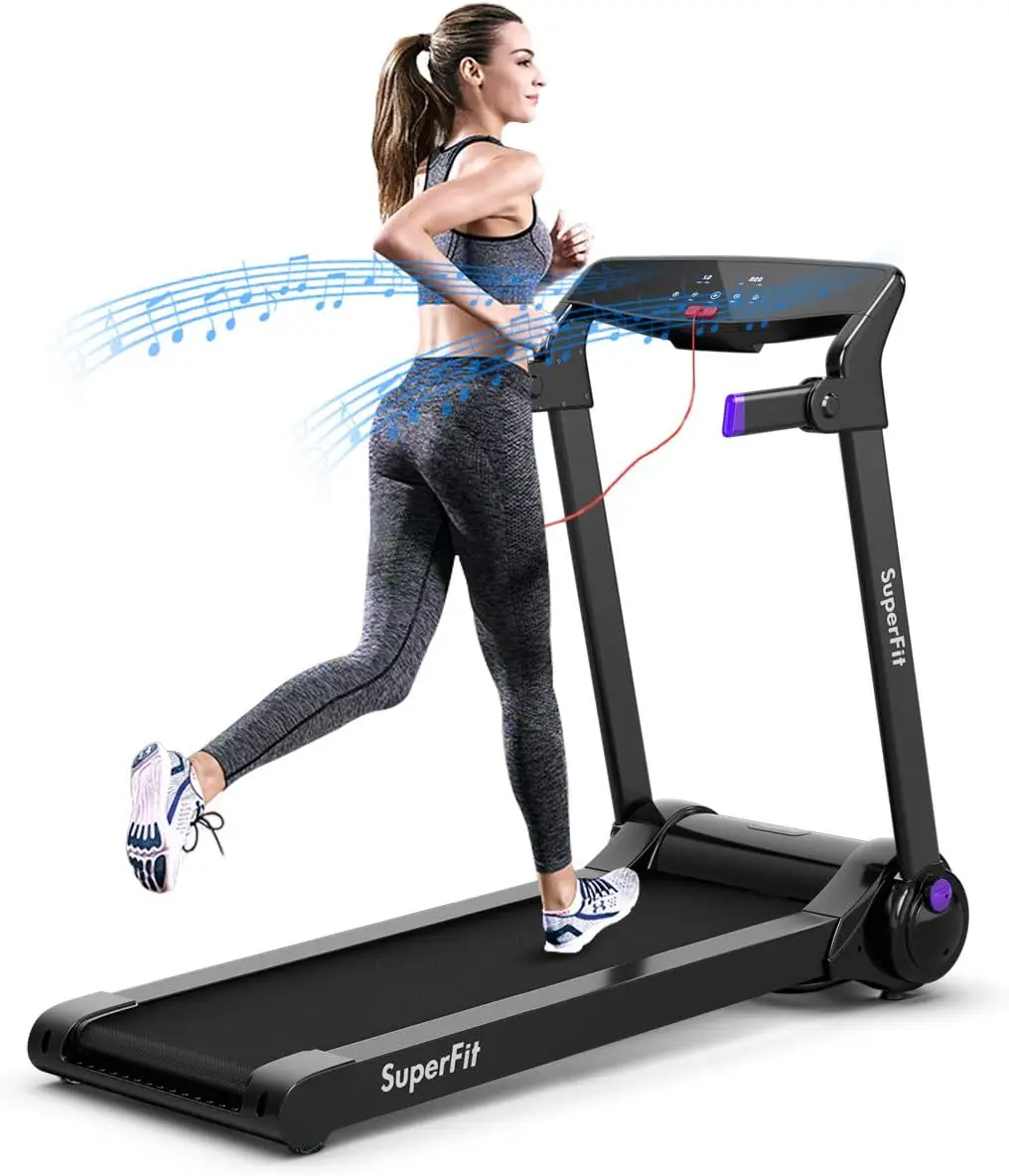 Folding Electric Treadmill 3HP, Self-Standing Treadmill with App Control, Bluetooth Speaker, HD Touchscreen, No Assembly Needed, Walking Jogging Running Machine for Home Office Use
