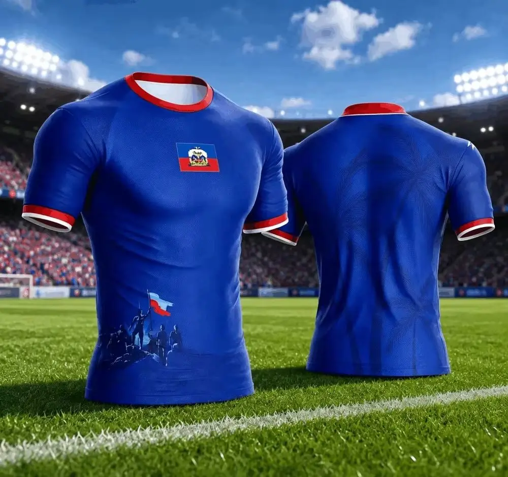 2026 New Haiti Football T-Shirt, Sports Casual Haitian Jersey, Flag Printed Short Sleeve for Men & Women, Ideal Gift