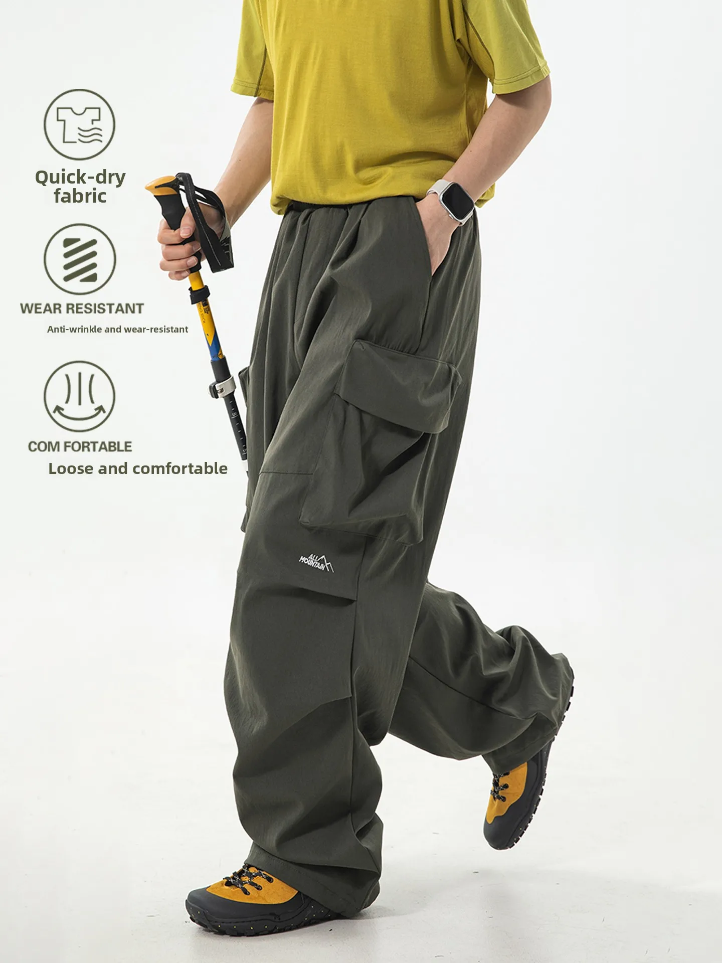 Outdoor Work Trousers with Large Pockets And Embroidery for Men And Women Quick Dry Waterproof Hiking Sports Pants