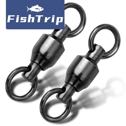 FishTrip 20Pcs Ball Bearing Swivels Fishing Swivel Stainless Steel Heavy Duty Solid Welding Ring Sea Fishing Connector