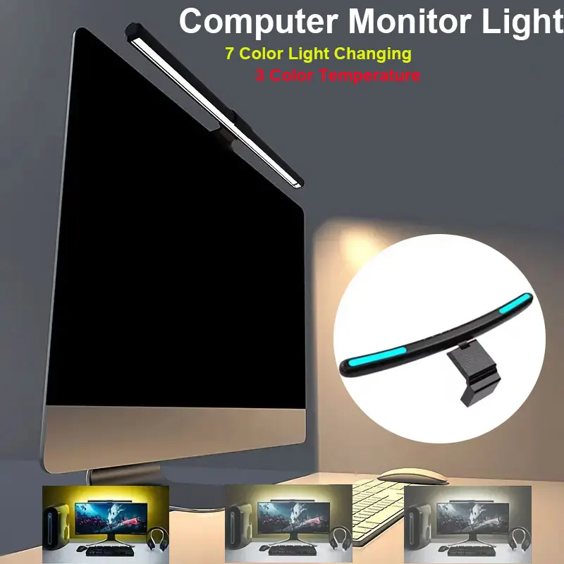 

Световая панель монитора компьютера RGB Подвесные светильники с изогнутым затемнением экрана USB светодиодная лампа для чтения Игровая настольная лампа Бар Декор домашней комнаты