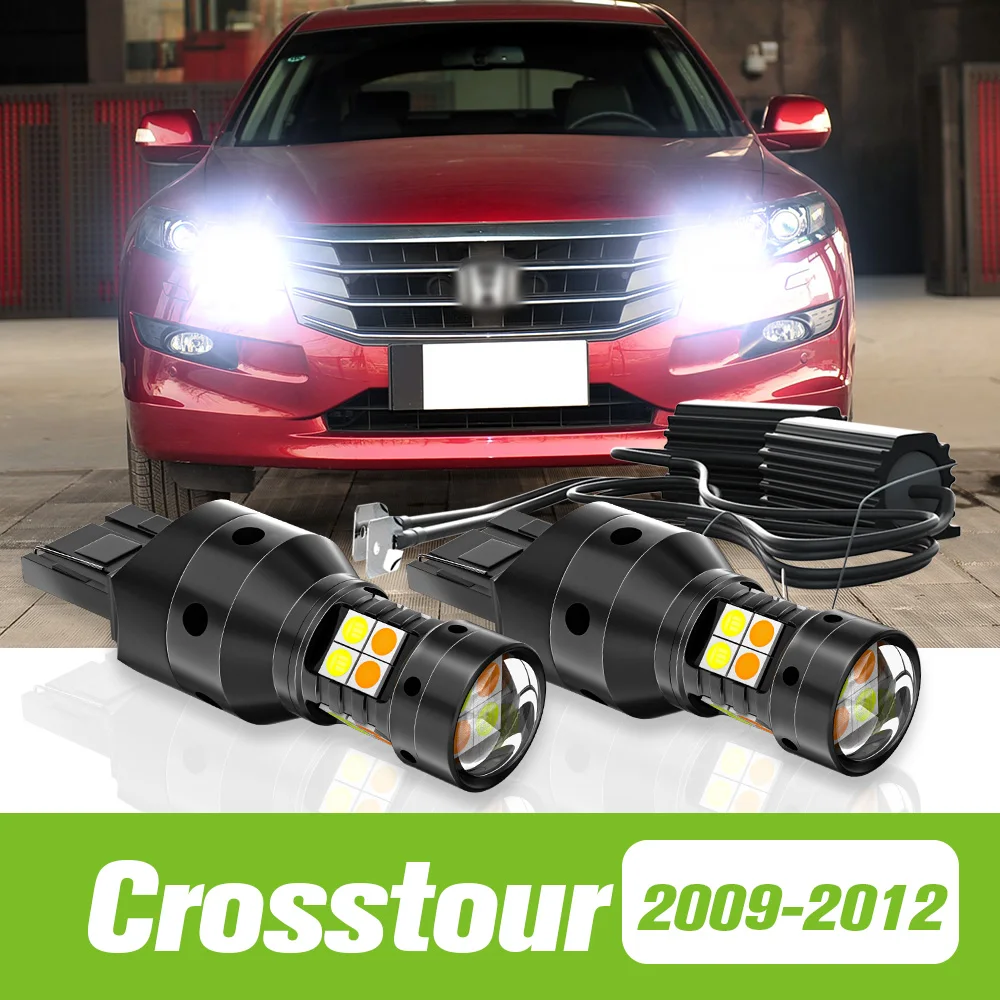 

2 шт. для Honda Crosstour 2009-2012 двухрежимный светодиодный указатель поворота + дневные ходовые огни DRL 2010 2011, аксессуары