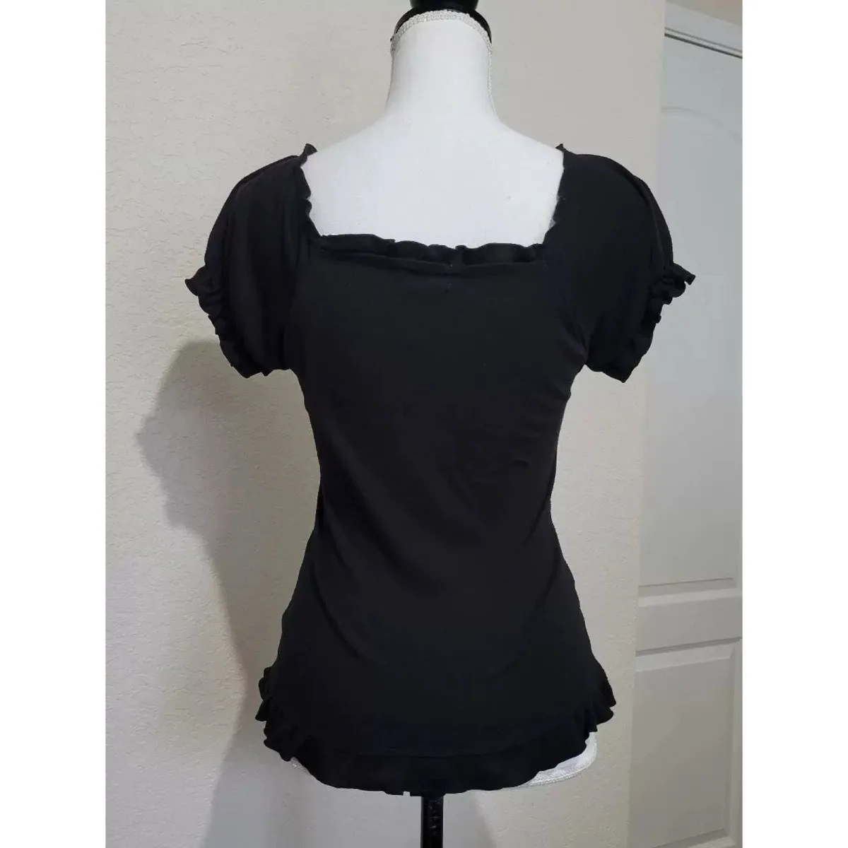 Japanese 2000s Y2k Punk Shirt Vintage Summer Sweet Bow Women's T-shirt Harajuku Aesthetic Hot Girl Tees Puff Sleeve Clothes Goth