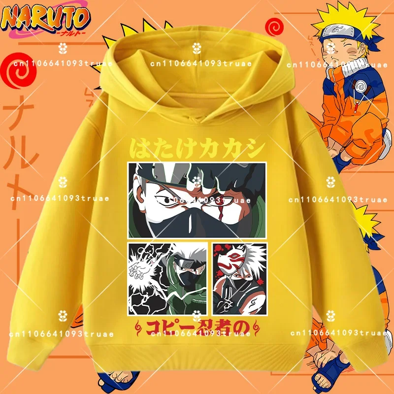 

2026 Naruto Boy Sport Shirt - Long Sleeve Autumn/Winter Children's Hooded Shirt with Naruto Cartoon Print - Girls' Casual Top
