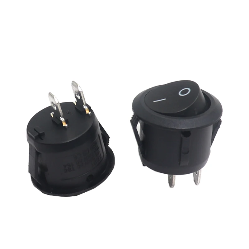 【10-3PCS】Snap-in ON-Off 2 Pin Round Snap Rocker Boat Switch Black AC 250V 6A 125V 10A for Household Appliances Replacement