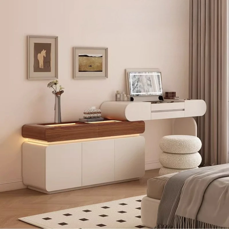 Baking paint cream style illuminated makeup dressing table With storage cabinet Modern Minimalism penteadeira bedroom furniture