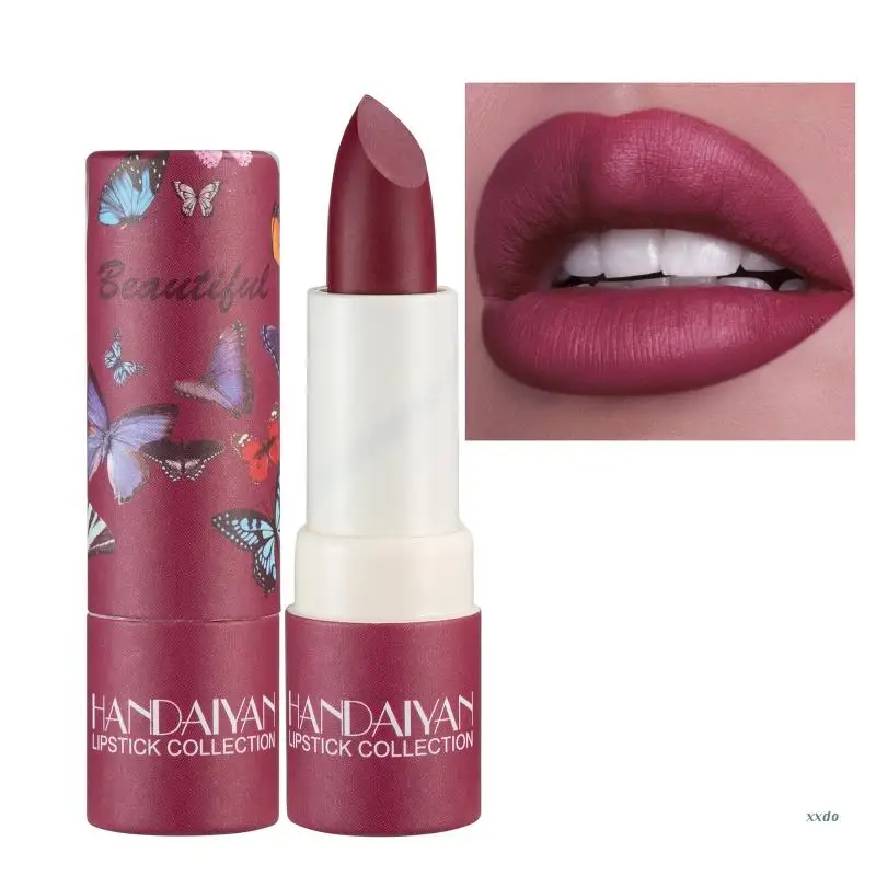 Handaiyan 7 Colors Matte Waterproof Nude Velvet Lipstick Sexy Red Brown Pigments Makeup Long Lasting Profissional