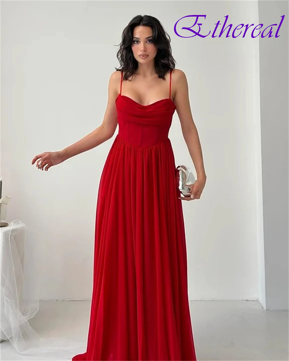 Vestido de noite clássico personalizado, chiffon, alta qualidade, alças espaguete, vestidos de baile, delicados, sem mangas, vestidos para ocasiões especiais