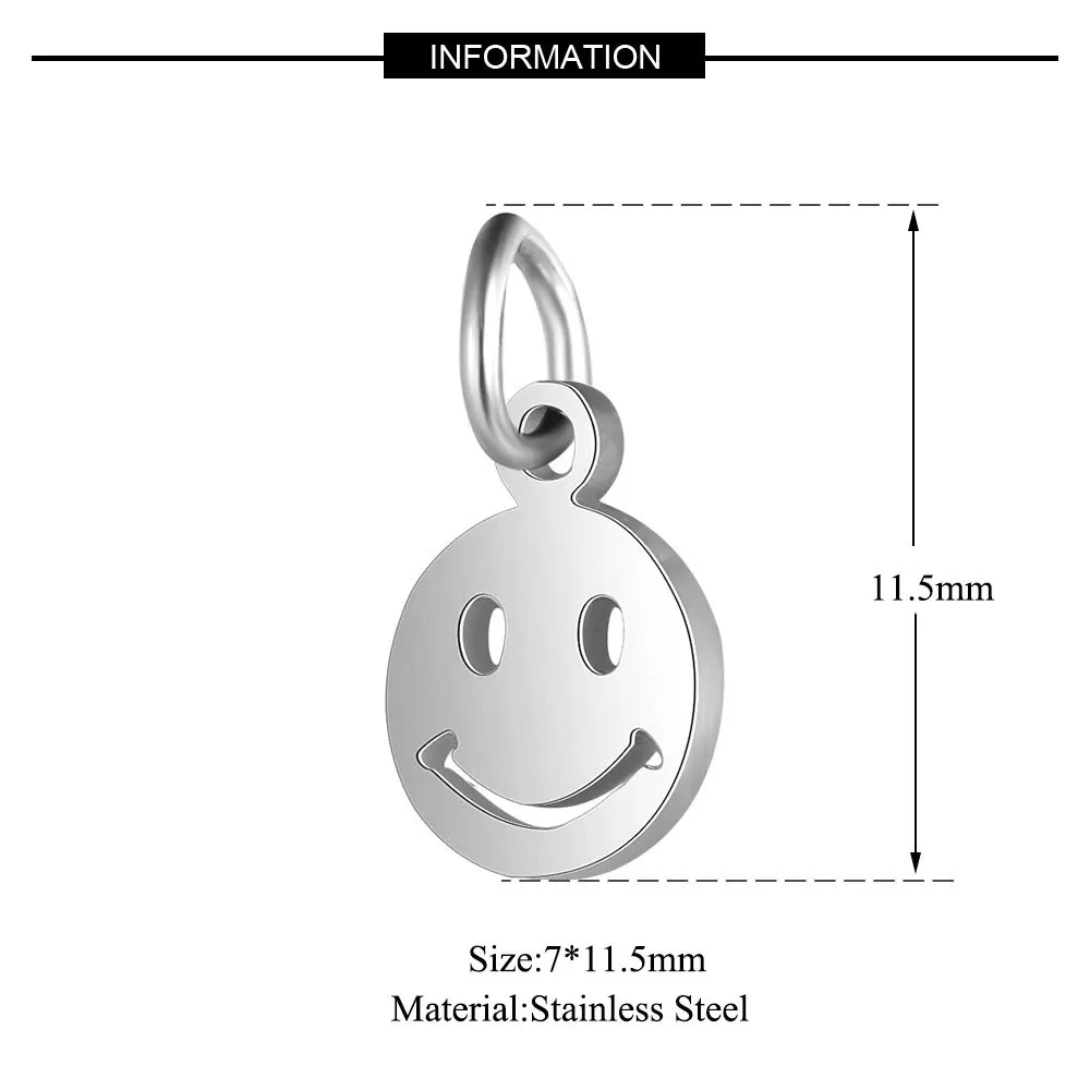 gold color stainless steel Smile charm 1000pcs