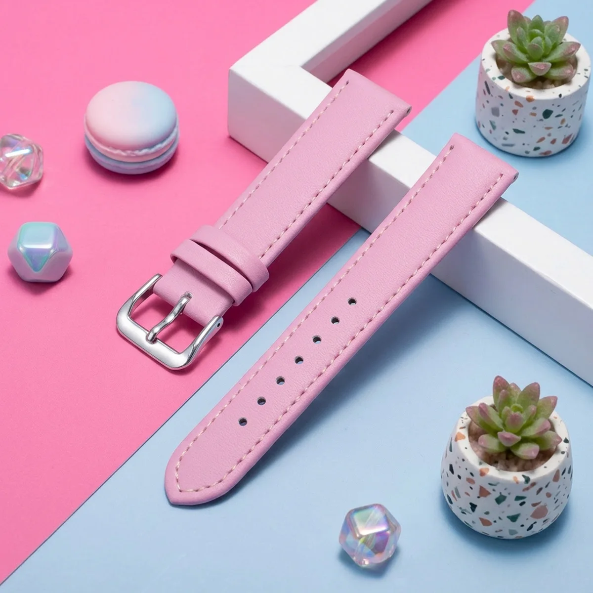 18mm 20mm PU Leather Strap for Samsung Galaxy Watch 7 6 5 40mm 44mm Classic Bracelet for Huawei Watch GT5/4 41MM Women Wristband