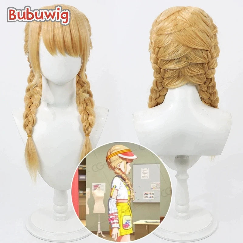 

Bubuwig Synthetic Hair Fujita Kotone Cosplay Wigs Gakuen Idolmaster Fujita Kotone 50cm Long Blonde Braided Wig Heat Resistant