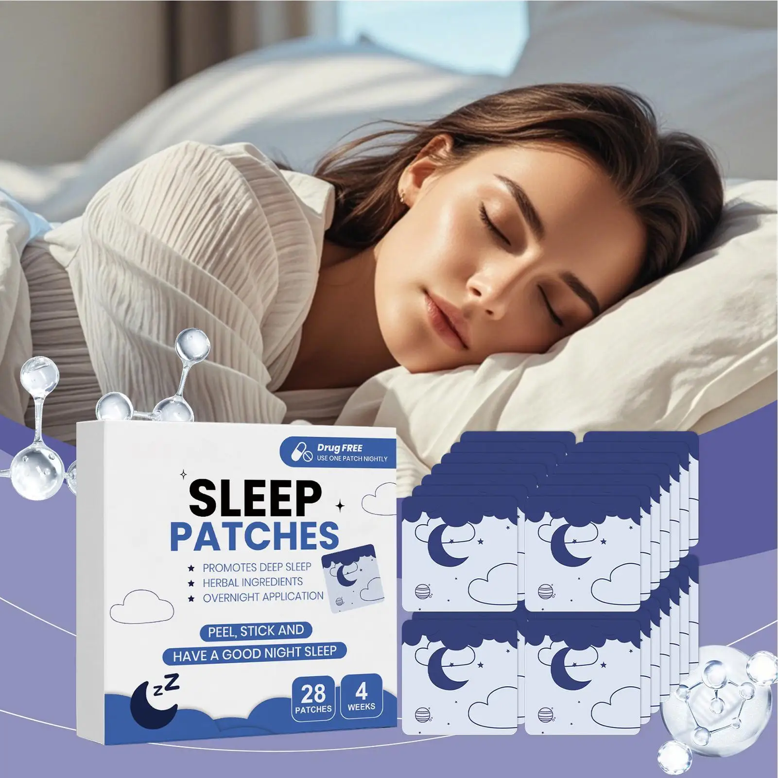 

Sleep Stickers 28 Pieces Sleep Stickers Sleeping Aid Overnight Strips for Office Workers Women Men Frequent Travelers Stress
